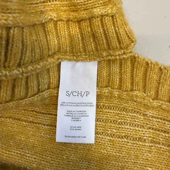 Cabi Pullover Sweater Womens Size S Yellow Chunky Oversized Relaxed Stitch Mix - Picture 5 of 8